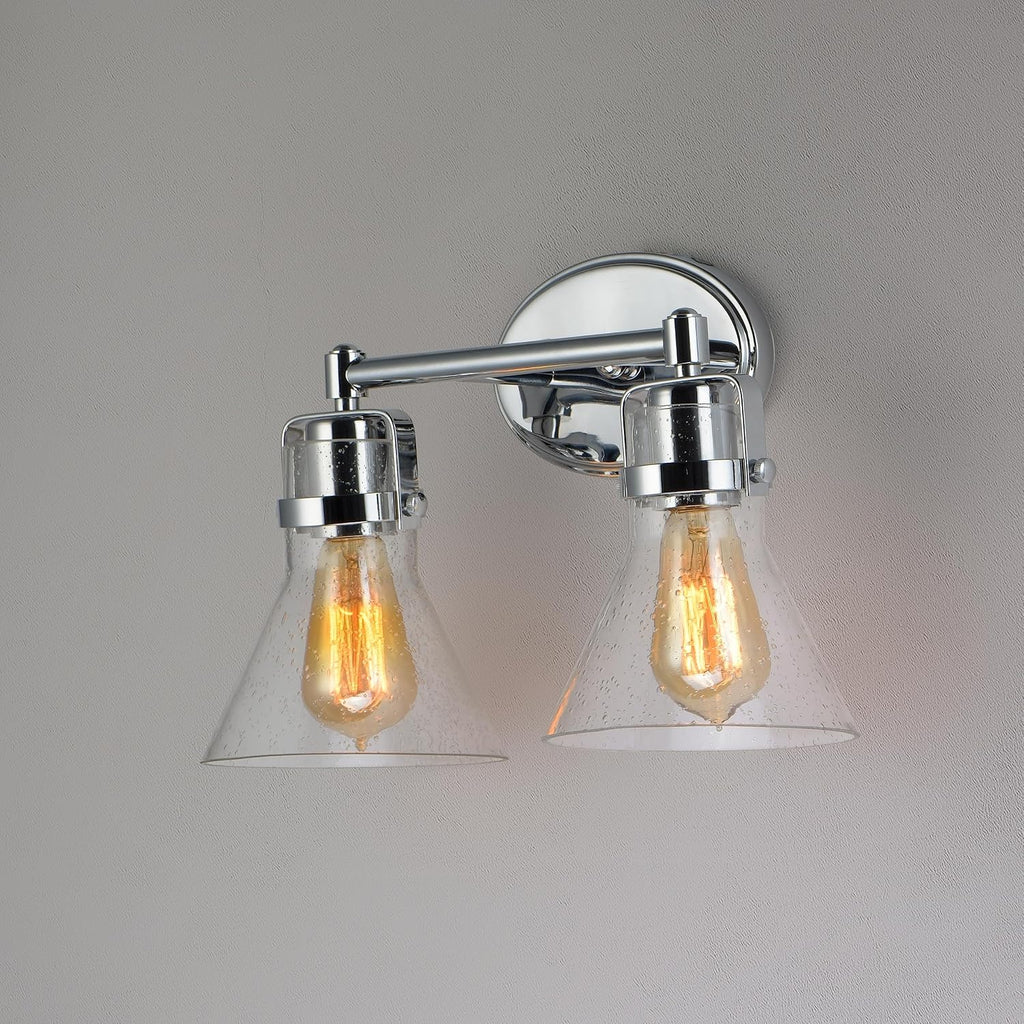 Maxim Lighting Seafarer 2-Light Bath Vanity Light | Polished Chrome Steel Finish | Seedy Glass Shade | Industrial Indoor Light Fixture | Ideal for Bathrooms & Powder Rooms | Dimmable | 26112CDPC