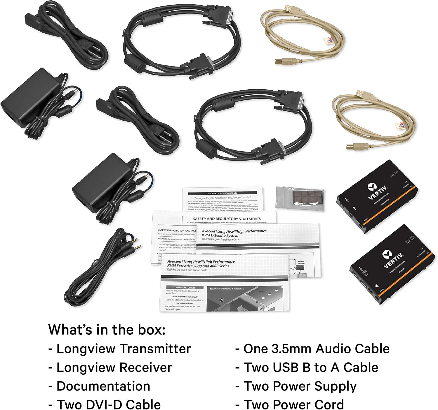 Vertiv Avocent LV 4020P High-Performance HD KVM Extender Kit with Receiver & Transmitter, VGA, Dual Monitor, Extend up to 50 m. / 164 ft. (4020P)