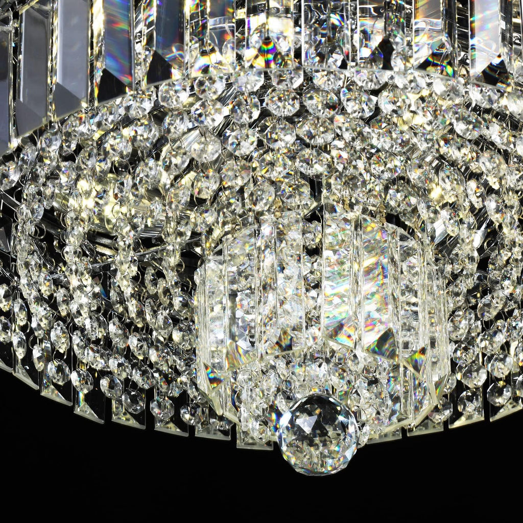 Modern Crystal Chandeliers 6-Light Crystal Ceiling Light Fixtures Flush Mount Round Light Fixture for Living Room Bathroom Kitchen, H9.8'' x Dia16''