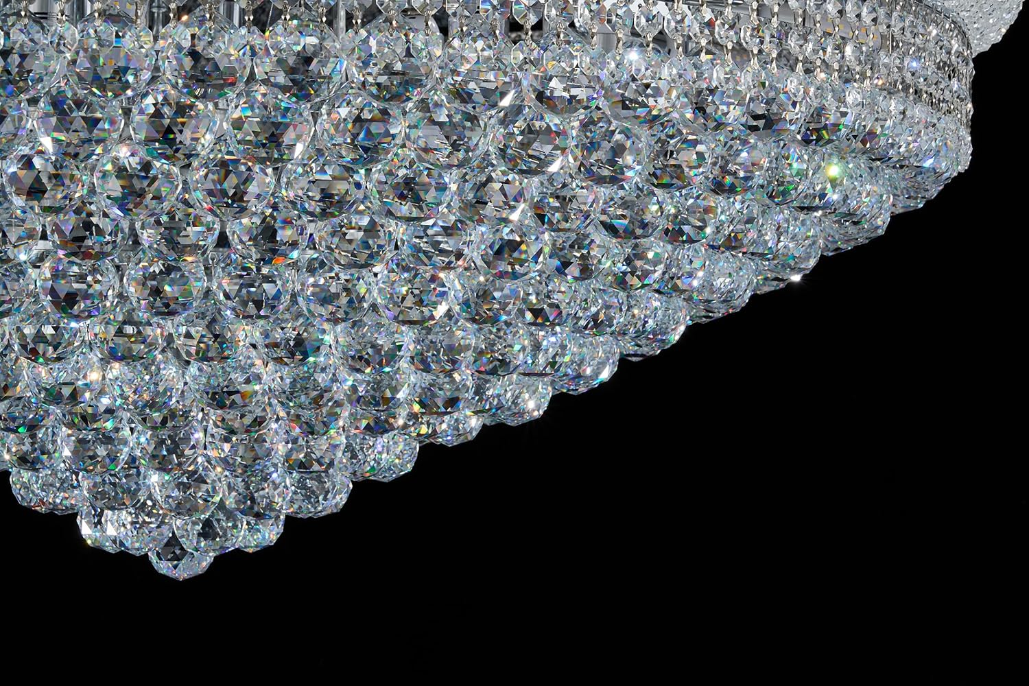 27-Light Large Crystal Chandelier Flush Mount Ceiling Light Fixture for Living Room Entrance Foyer Lobby Chrome Finish