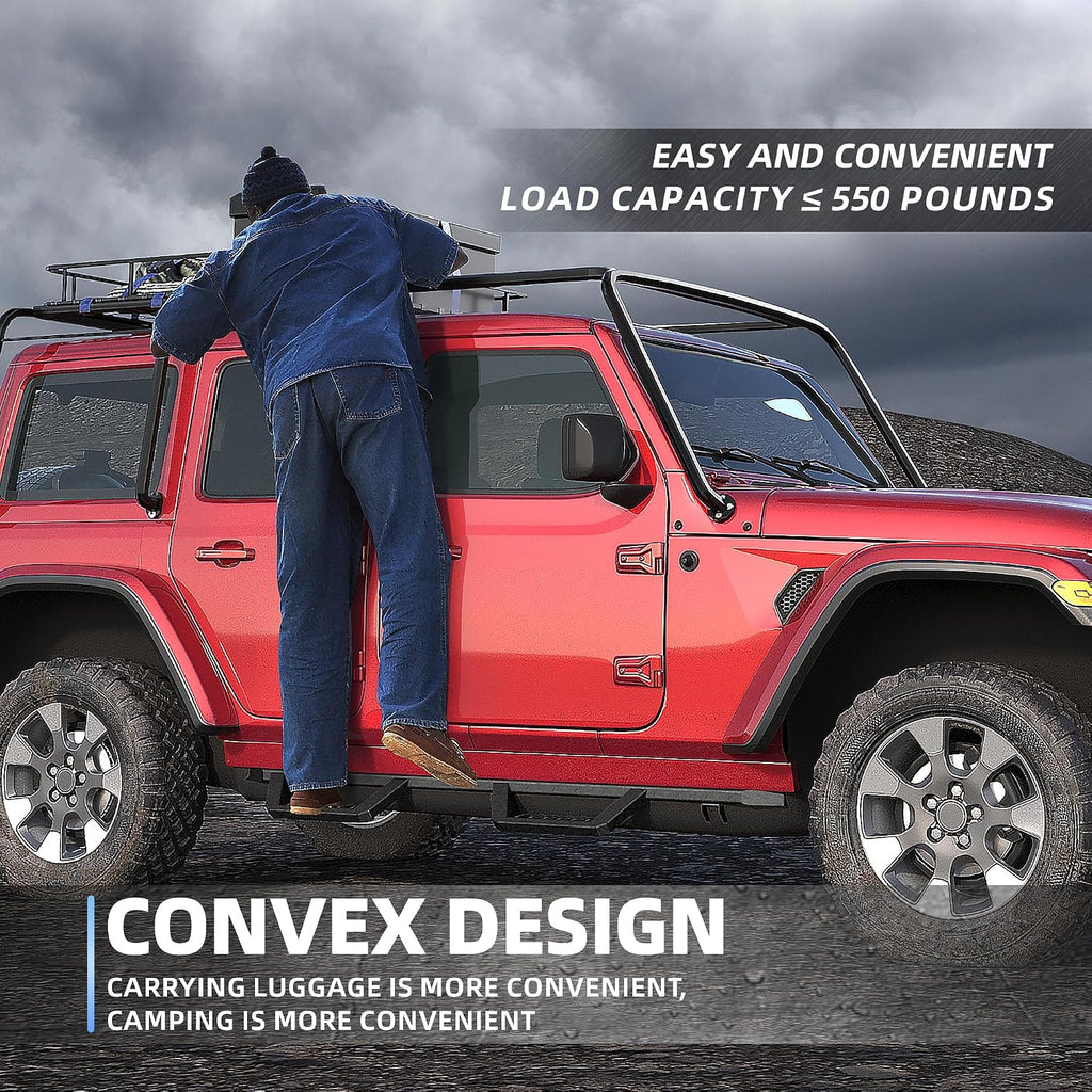 Running Boards Compatible with 2018-2026 Jeep Wrangler JL 4 Doors, 5.2' Side Step Rails, Heavy-Duty Black Carbon Steel Nerf Bars for Wrangler JL(18-26 JL 4 Doors)