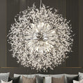 Modern Crystal Chandelier Firework, 31.4' Dandelion Crystal Chandelier Lighting Chrome, 16-Light Steel Large Pendant Sputnik Chandelier for Living Room Foyer
