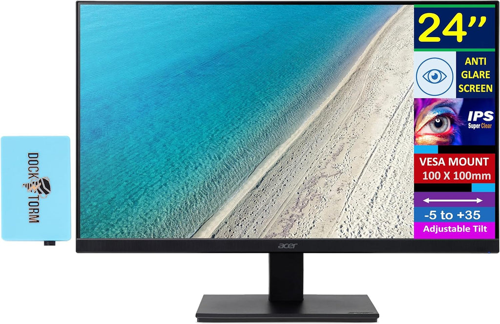 acer 24' Vero V247Y Gbmix FHD IPS Monitor with 4 ms Response Time, Anti-Glare, Adaptive Sync, Integrated Speakers, VESA Mount (100mm) & DKZ Hub, HDMI, Black (UM.QV7AA.G03) 2-Pack