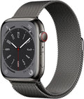 Apple Watch Series 8 [GPS + Cellular, 45mm] - Graphite Stainless Steel with Graphite Milanese Loop, One Size (Renewed)