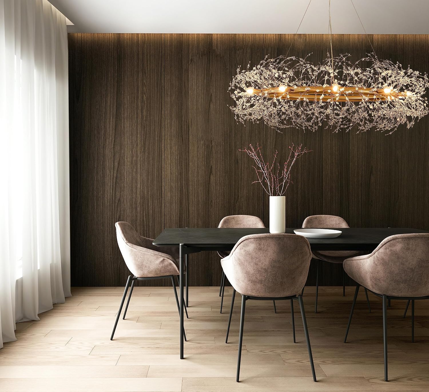 Gold Crystal Chandeliers Round,39' Modern Crystal Dining Room Chandeliers Light Fixtures,Large Firework Chandelier Lighting for Master Bedroom Living Room,Pendant Light for Entryway,Kitchen