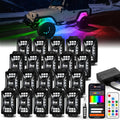 20 Pods Five Sided RGB Rock Lights for Trucks Jeep UTV SUV ATV Golf Cart, Multi Chasing Color App/Remote Control Led Rock Lights with Music Mode, Waterproof Exterior Underglow Kits for Cars(Patented)