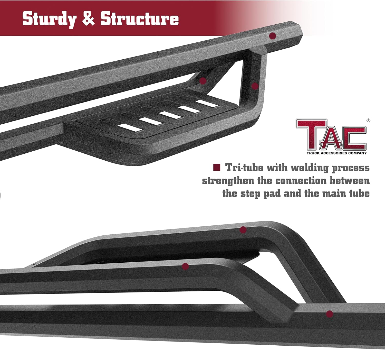 TAC Gen5 Running Boards Compatible with 2005-2026 Nissan Frontier Crew Cab| 4' Drop Side Steps Nerf Bars | Pickup Truck Off-Road Exterior Accessories | Fine Texture Black (2pcs)