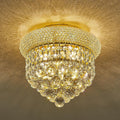 3 - Light Flush Mount Crystal Chandelier for Bathroom Hallway Entryway Closet Bedroom Laundry Gold Finish
