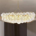 Nordic Bubble Ball Swirled Glass Chandelier, 36' Long Rectangular Chandeliers Island Light Fixture Gold and Clear Blown Glass Large Pendant Light Fixture for Bedroom Study Restaurant Dining Table