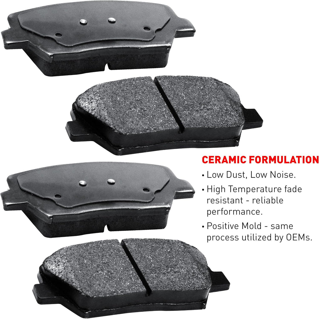 R1 Concepts Front Brake Kit Fits 2007 Acura CSX; 2002-2006 Acura RSX; 2006-2011 Honda Civic| Ceramic Brake Pads and Drilled Slotted Brake Rotors| 11.8' Front