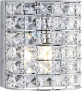 JONATHAN Y 7' Chrome Modern LED Vanity Light Sconce for Bathroom Decor, 1-Light, Clear Crystal Shade, Glam Wall Lighting for Hallway Entryway, LED Bulb Included JYL7542A