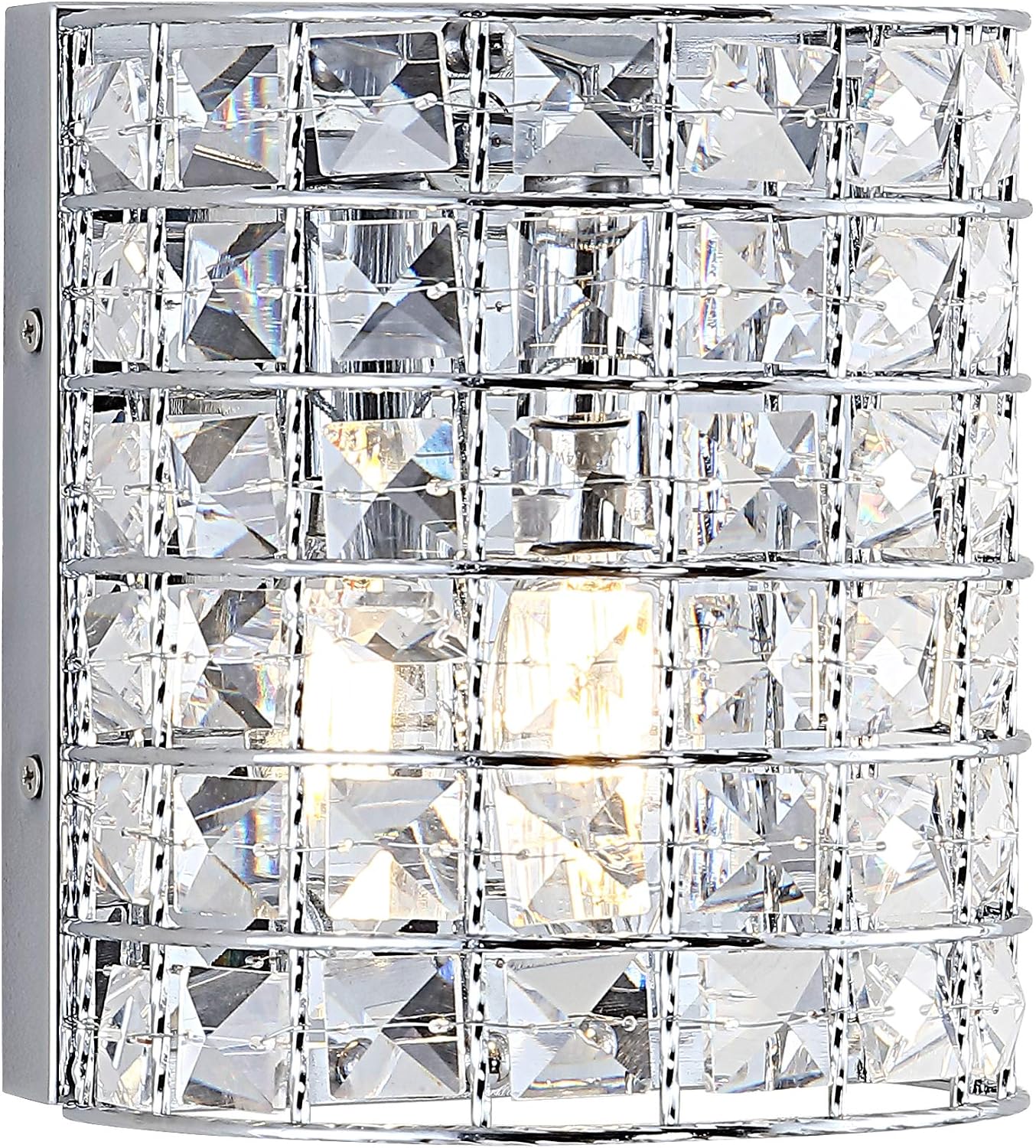 JONATHAN Y 7' Chrome Modern LED Vanity Light Sconce for Bathroom Decor, 1-Light, Clear Crystal Shade, Glam Wall Lighting for Hallway Entryway, LED Bulb Included JYL7542A