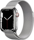 Apple Watch Series 7 (GPS + Cellular, 41mm) Silver Stainless Steel Case with Silver Milanese Loop (Renewed)