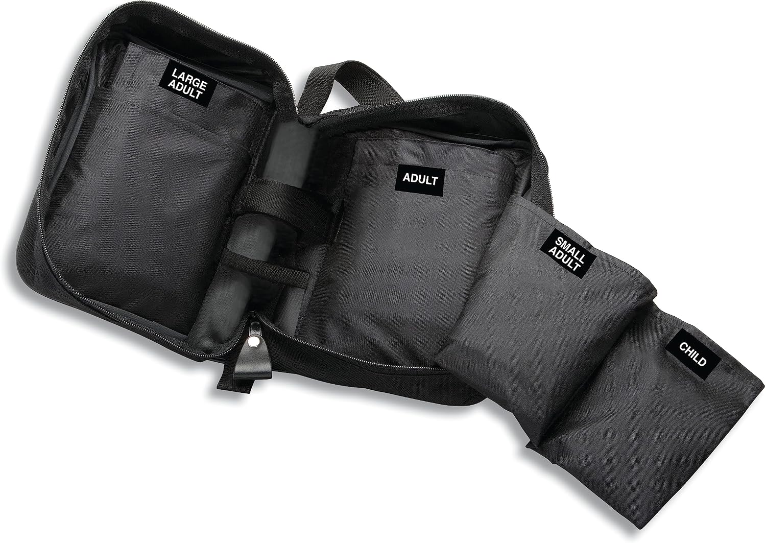 ADC Multikuf 732 4-Cuff EMT Kit with 804 Portable Palm Aneroid Sphygmomanometer, Child, Small Adult, Adult and Large Adult BP Cuffs (13-50 cm), Black Nylon Zipper Storage Case, Muli-Color