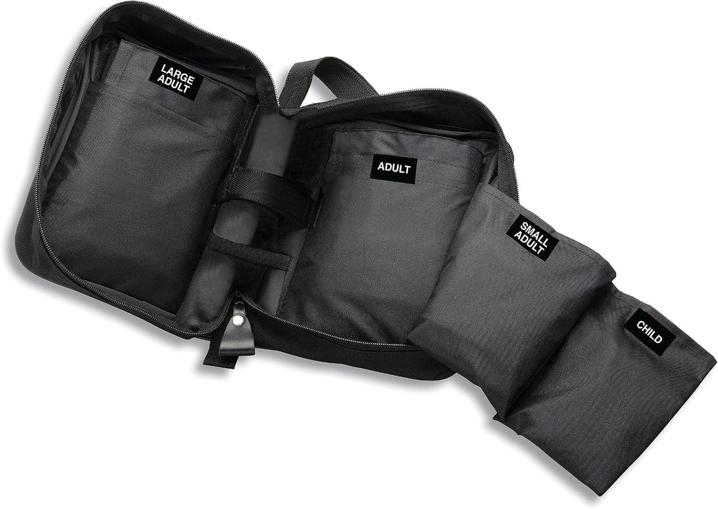ADC Multikuf 731 3-Cuff EMT Kit with 804 Portable Palm Aneroid Sphygmomanometer, Small Adult, Adult and Large Adult Blood Pressure Cuffs (19-50 cm), Black Nylon Zipper Storage Case, Multi-Color