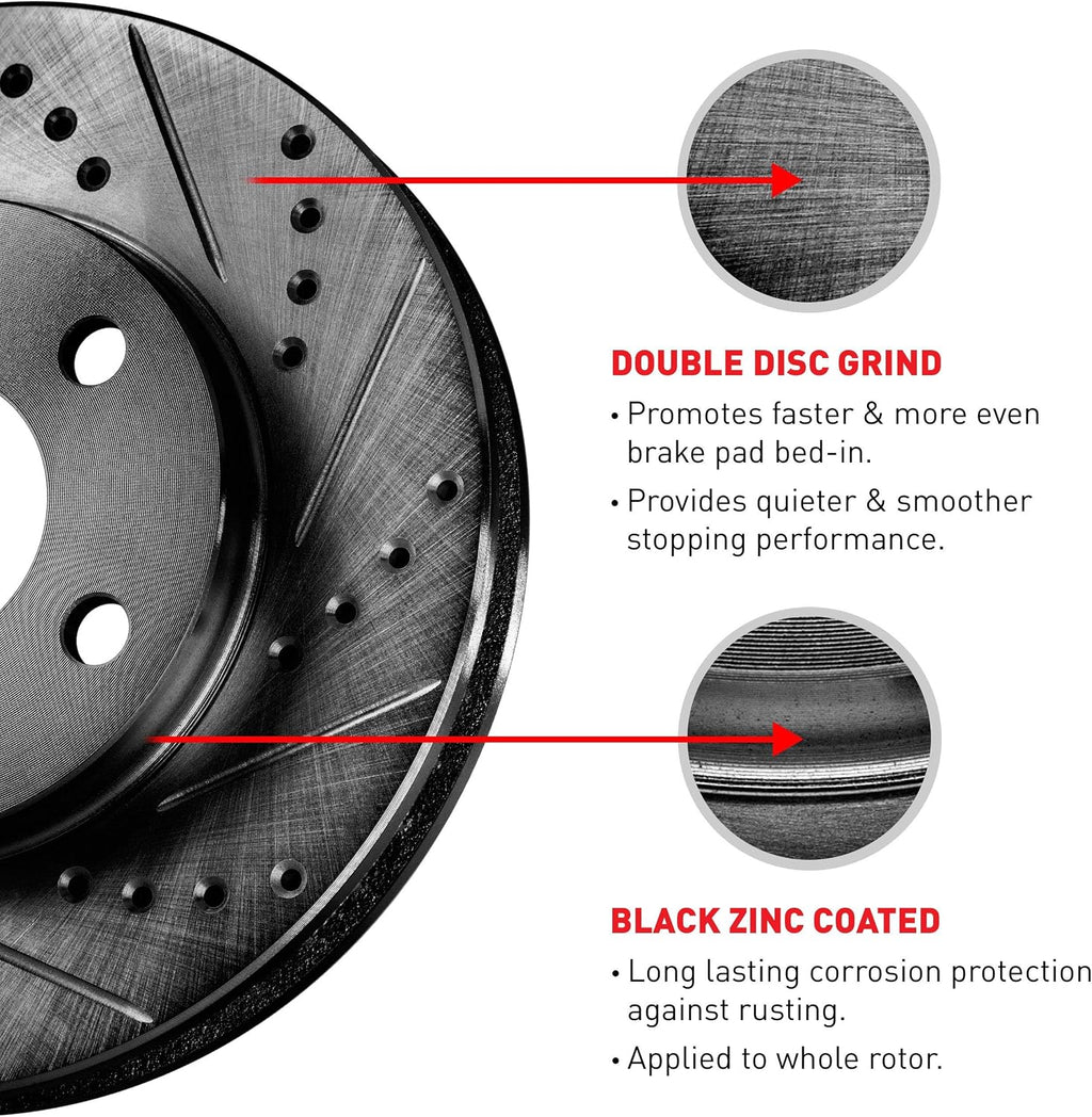 R1 Concepts Front Brakes and Rotors| Automotive Replacement Brake Kits| Front Ceramic Brake Pads and Rotors Kit| Fits 2007 Acura CSX, 2002-2006 Acura RSX, 2006-2011 Honda Civic