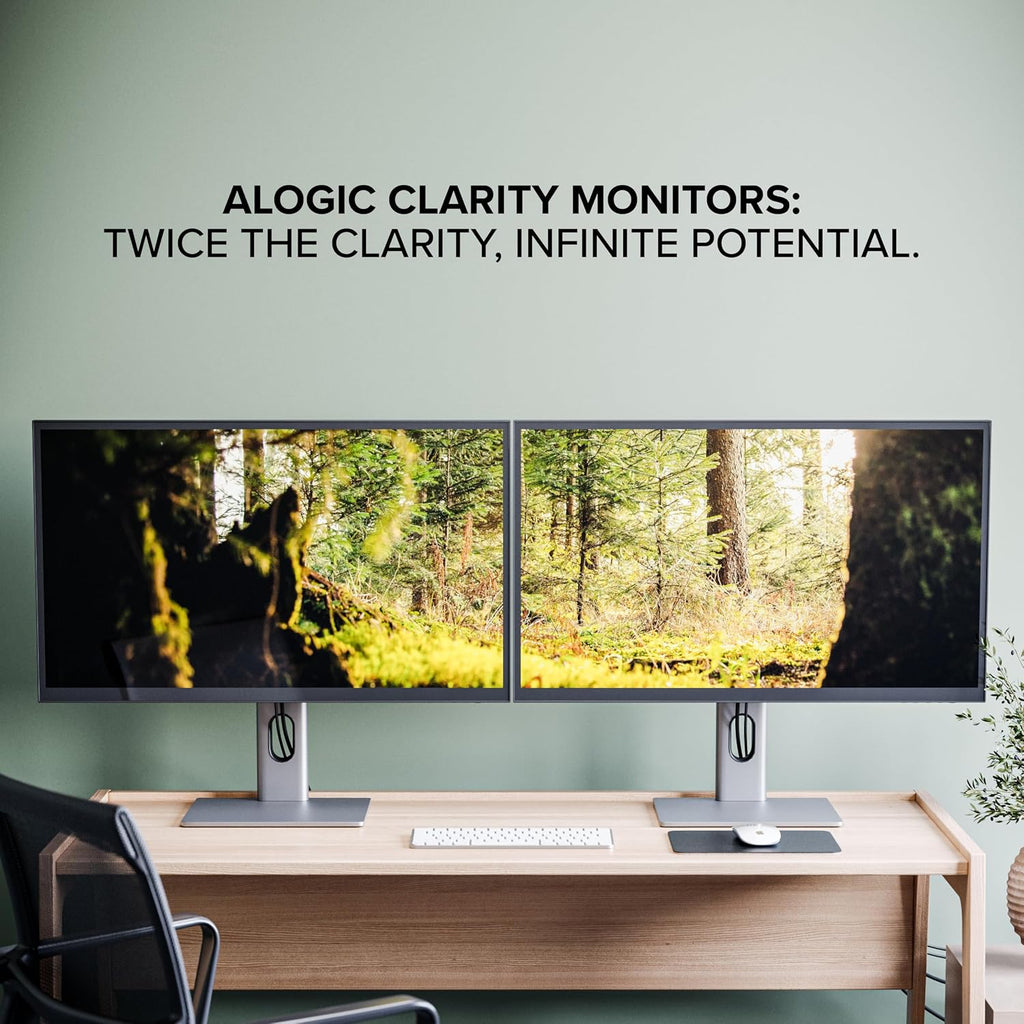 ALOGIC Clarity 27' 4K UHD Monitor with USB-C (90W PD) | Adjustable Stand | Silver & Black | Ultra HD Display