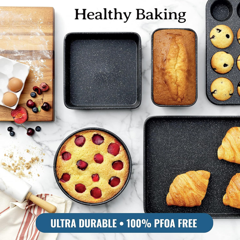 Granitestone 20-Piece Nonstick Pots and Pans Set with Bakeware & Steamer, Diamond-Reinforced Cookware Set, Deep Frying Pan, Non-Toxic PFOA PFOS Free, Metal Utensil Safe, Dishwasher & Oven Safe, Red