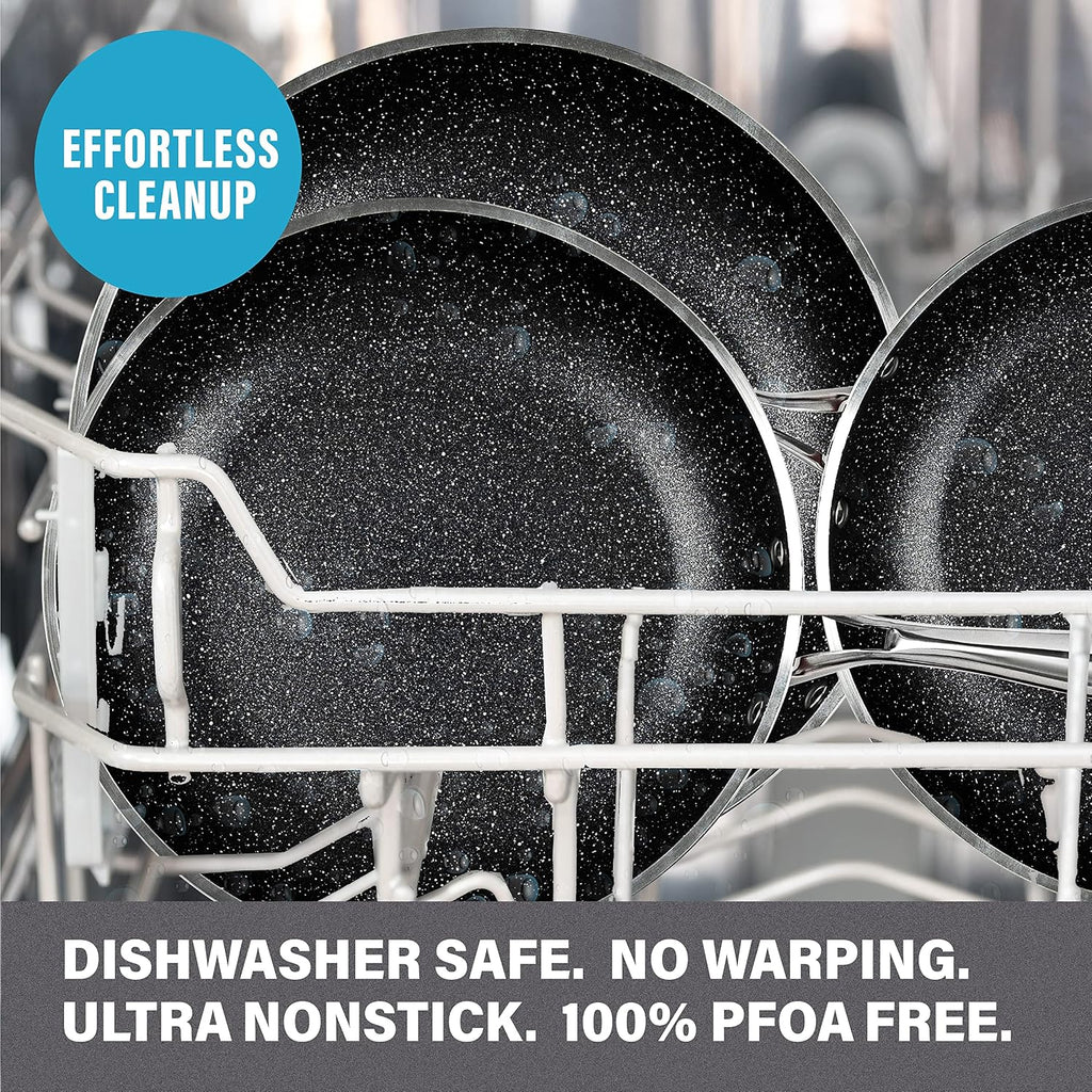 Granitestone 20-Piece Nonstick Pots and Pans Set with Bakeware & Steamer, Diamond-Reinforced Cookware Set, Deep Frying Pan, Non-Toxic PFOA PFOS Free, Metal Utensil Safe, Dishwasher & Oven Safe, Red